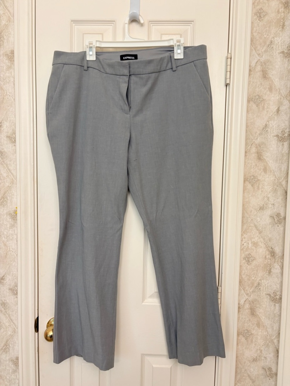 Express Women's Light Gray Boot-Cut Dress Pants-Short Length